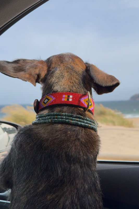 Set: Rote Halskette + Grüner Stein