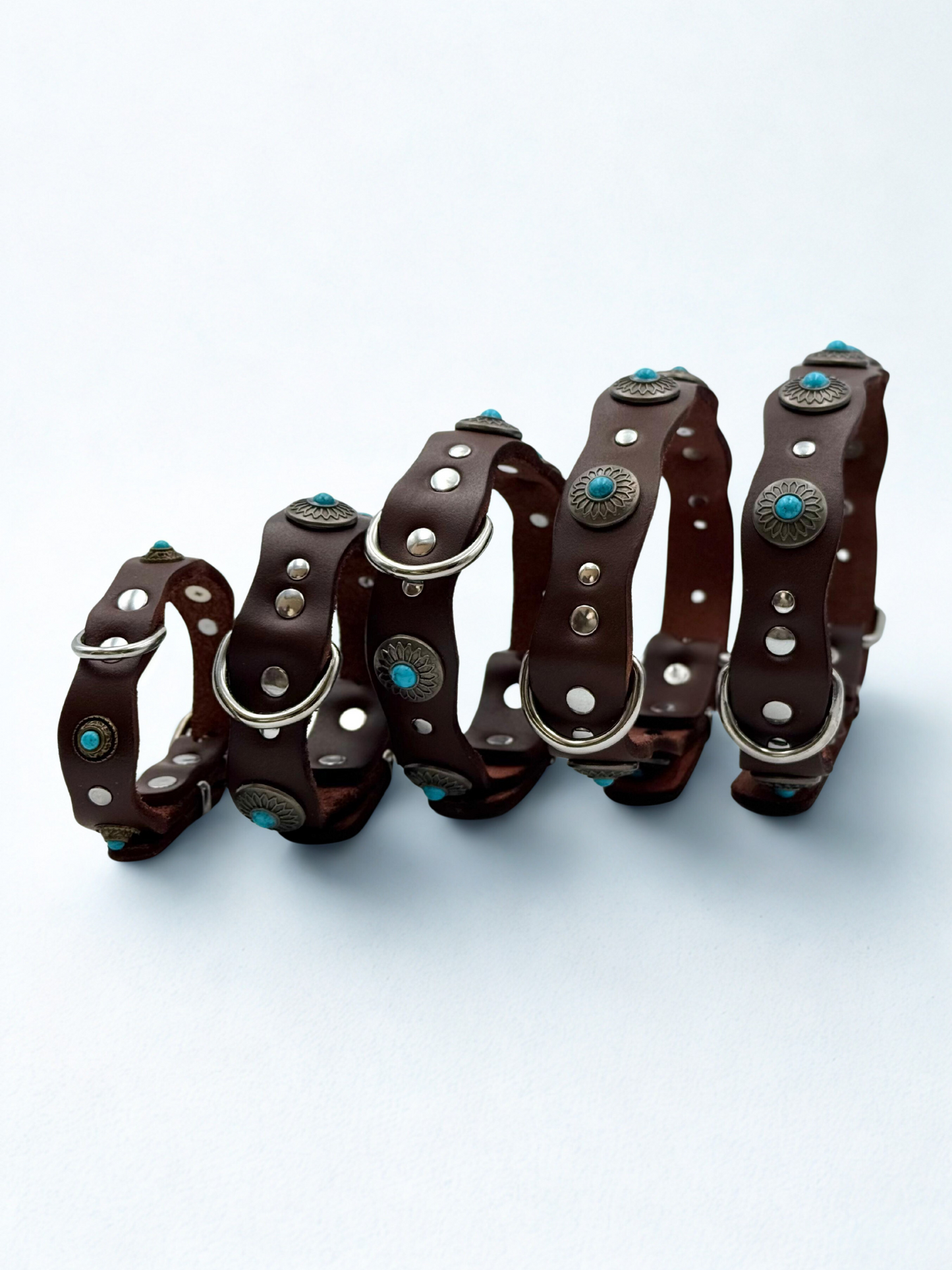Pack: Collar Tachuelas Azul + Correa a Juego