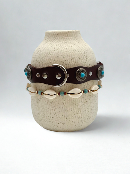 Pack: Collar Tachuelas + Conchas + Correa