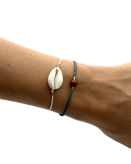 Matching Shell and Stone Bracelets