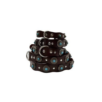 Collar Terra de cuero y tachuelas para perro