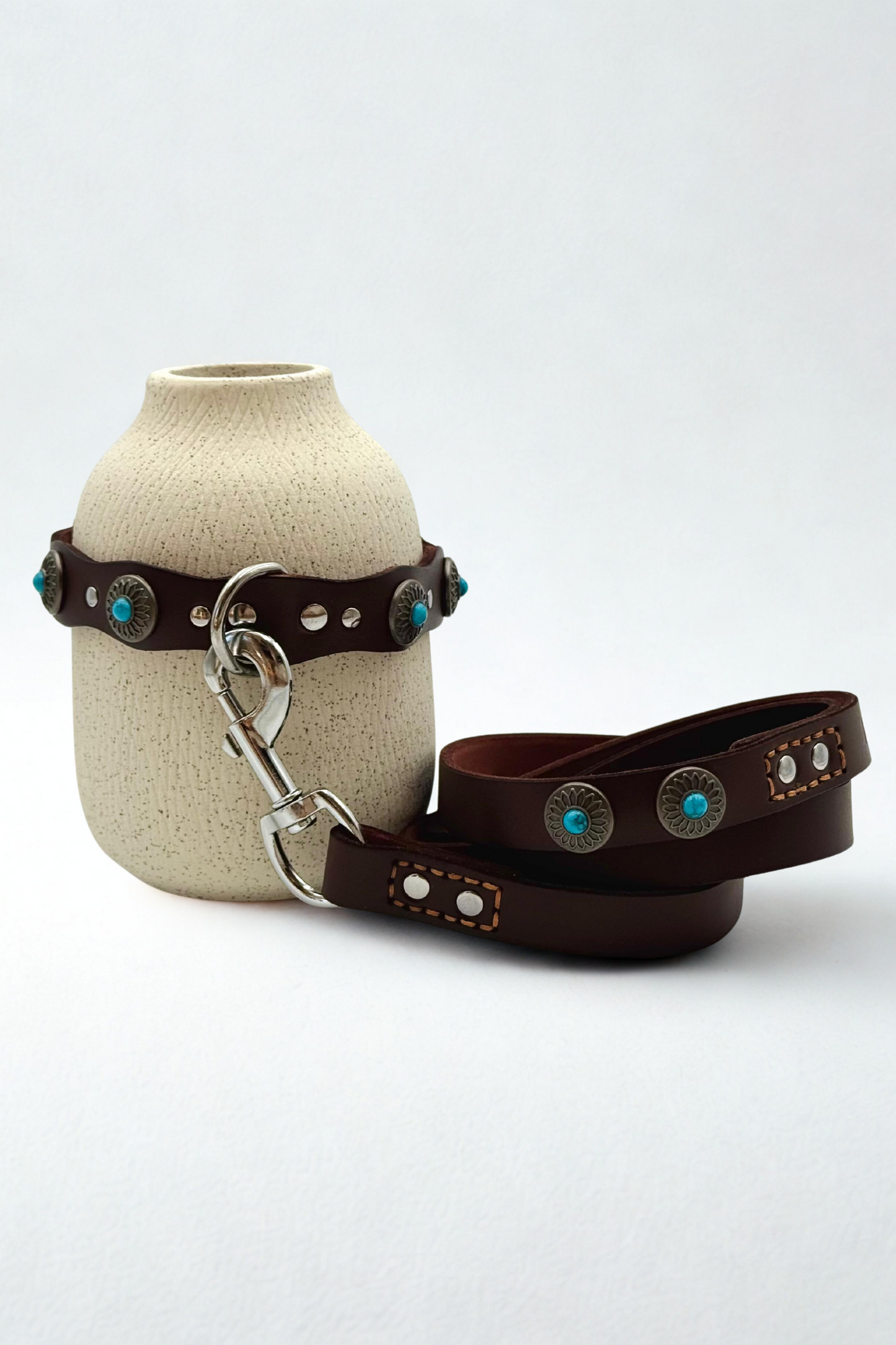 Pack: Collar Tachuelas Azul + Correa a Juego